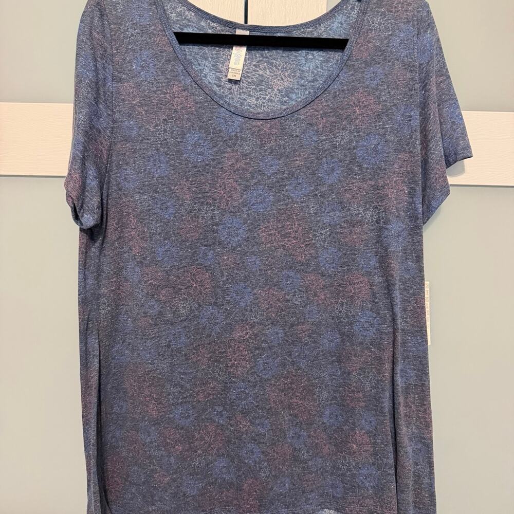 NWT LuLaRoe Classic T Floral Print Short Sleeve Top Blue Pink Size 2XL